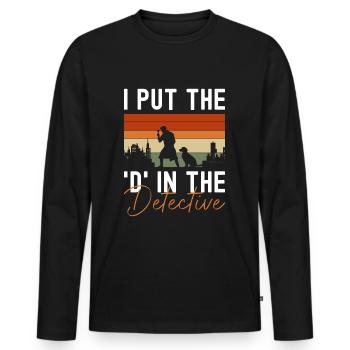 Privatdetektiv Hinweis Berufsdetektiv Geheimnis - Männer Premium Bio Langarmshirt - Schwarz - Vorne - Nico (187cm)