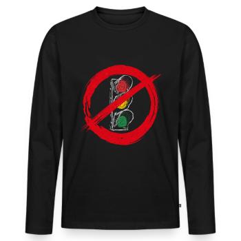 Feu de circulation Panneau d’interdiction gouvernementale - T-shirt manches longues Premium bio Homme - noir - Devant - Nico (187cm)