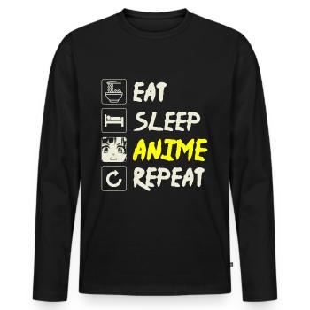 Anime Waifu - T-shirt manches longues Premium bio Homme - noir - Devant - Nico (187cm)