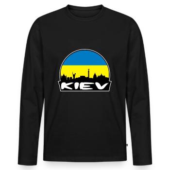 Kiew Ukraine Flagge Skyline Silhouette Reisen - Männer Premium Bio Langarmshirt - Schwarz - Vorne - Nico (187cm)