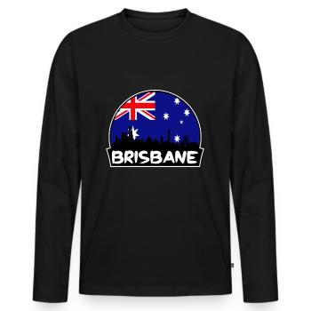 Brisbane Australia Flag Skyline Silhouette Travel - Men's Premium Organic Long Sleeve Shirt - black - Front - Nico (187cm)