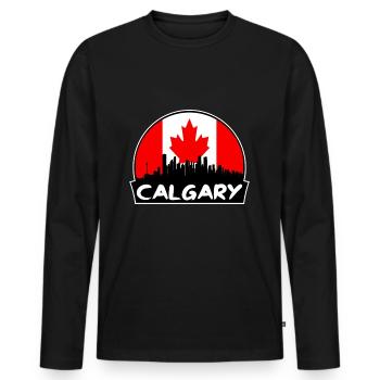 Calgary Kanada Flagge Skyline Silhouette Reisen - Männer Premium Bio Langarmshirt - Schwarz - Vorne - Nico (187cm)