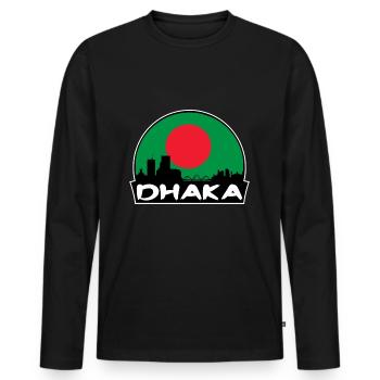 Dhaka Bangladesch Flagge Skyline Silhouette Reisen - Männer Premium Bio Langarmshirt - Schwarz - Vorne - Nico (187cm)