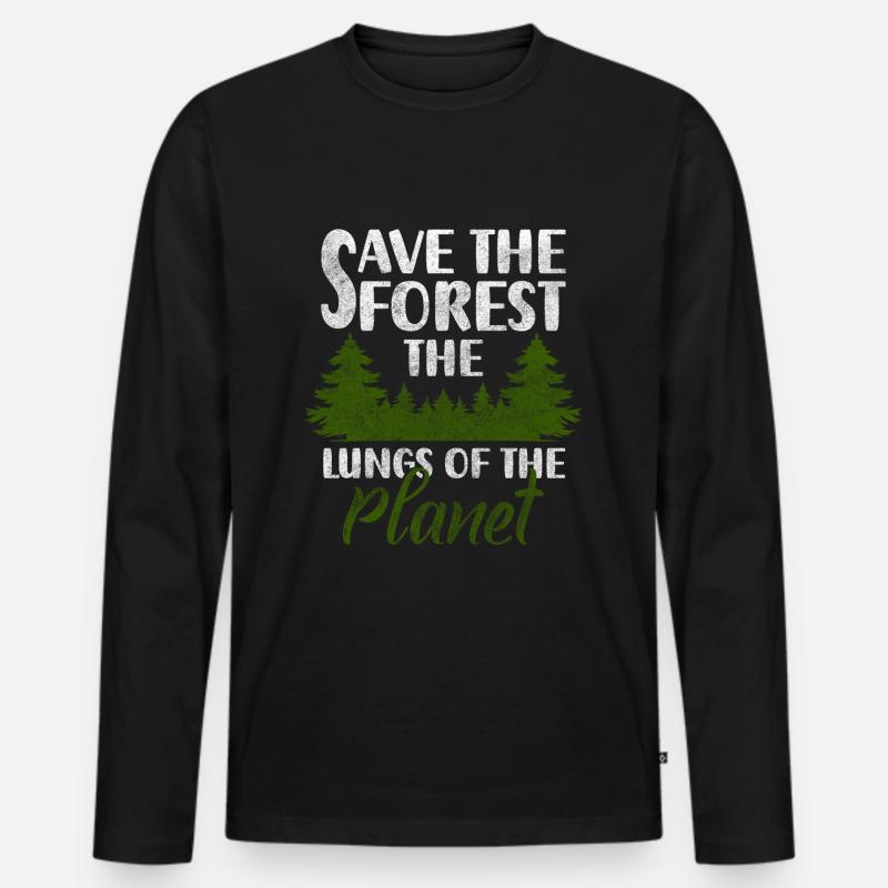 Wald Wandern Planet Jäger - Männer Premium Bio Langarmshirt - Schwarz