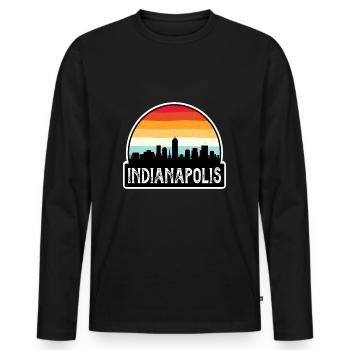 Indianapolis Indiana USA Flagge Skyline Reise Souve - Männer Premium Bio Langarmshirt - Schwarz - Vorne - Nico (187cm)