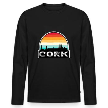 Cork Ireland Flag Skyline Travel Souvenir - Men's Premium Organic Long Sleeve Shirt - black - Front - Nico (187cm)