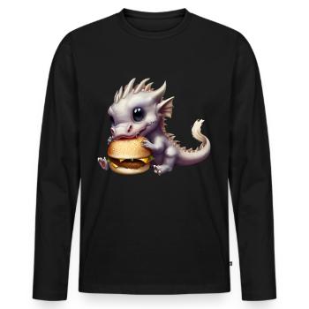 Cheeseburger Dragon - Men's Premium Organic Long Sleeve Shirt - black - Front - Nico (187cm)