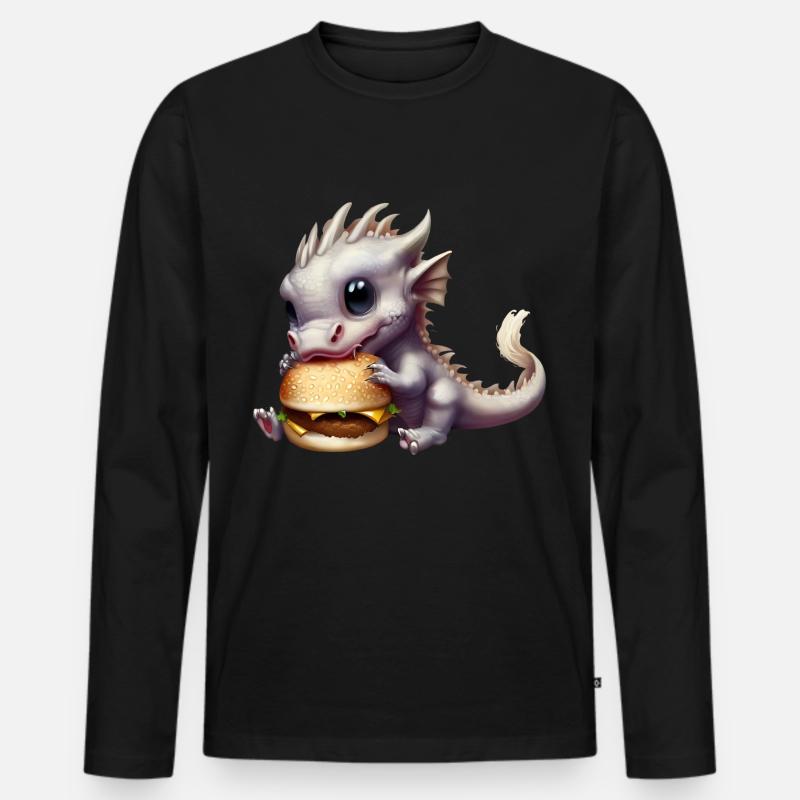 Cheeseburger Drache - Männer Premium Bio Langarmshirt - Schwarz