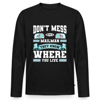 Post Courier - Men's Premium Organic Long Sleeve Shirt - black - Front - Nico (187cm)