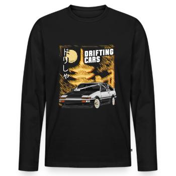 Driften Auto Burnout Motor - Männer Premium Bio Langarmshirt - Schwarz - Vorne - Nico (187cm)