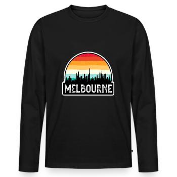 Melbourne Australien Flagge Skyline Reisesouvenir - Männer Premium Bio Langarmshirt - Schwarz - Vorne - Nico (187cm)