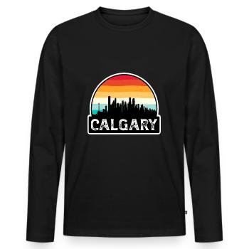Calgary Kanada Flagge Skyline Reisesouvenir - Männer Premium Bio Langarmshirt - Schwarz - Vorne - Nico (187cm)