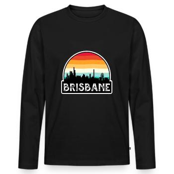 Brisbane Australia Flag Skyline Travel Souvenir - Men's Premium Organic Long Sleeve Shirt - black - Front - Nico (187cm)