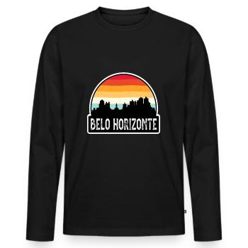 Belo Horizonte Brésil Flag Skyline Souvenir de voyage - T-shirt manches longues Premium bio Homme - noir - Devant - Nico (187cm)