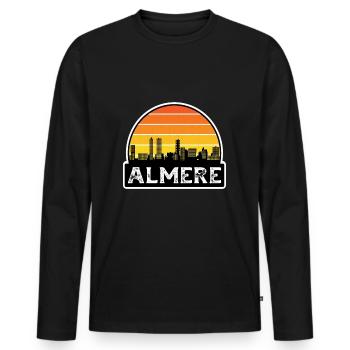 Almere Niederlande Flagge Skyline Reisesouvenir - Männer Premium Bio Langarmshirt - Schwarz - Vorne - Nico (187cm)