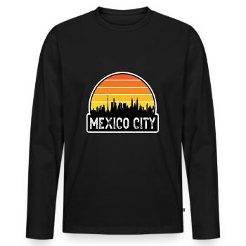 Mexico City Mexico Flag Skyline Souvenir de voyage - T-shirt manches longues Premium bio Homme - noir - Devant - Nico (187cm)