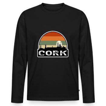 Cork Ireland Flag Skyline Travel Souvenir - Men's Premium Organic Long Sleeve Shirt - black - Front - Nico (187cm)