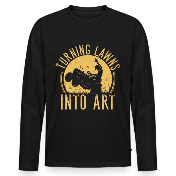 les pelouses en art Tondre la pelouse Drôle de jardinier - T-shirt manches longues Premium bio Homme - noir - Devant - Nico (187cm)