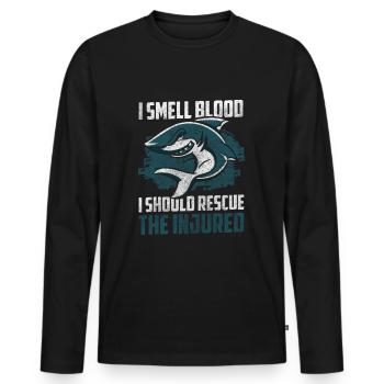 Haifisch Unterwasser Haifischflosse Wasser - Männer Premium Bio Langarmshirt - Schwarz - Vorne - Nico (187cm)