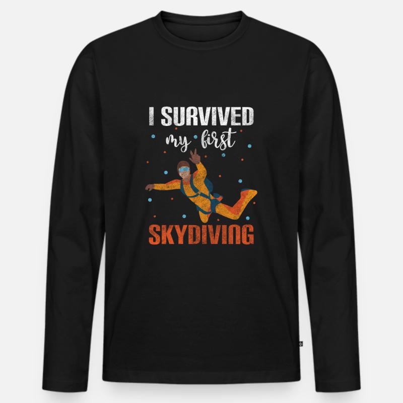 Fallschirmspringer Himmel Freifall Base Jump - Männer Premium Bio Langarmshirt - Schwarz