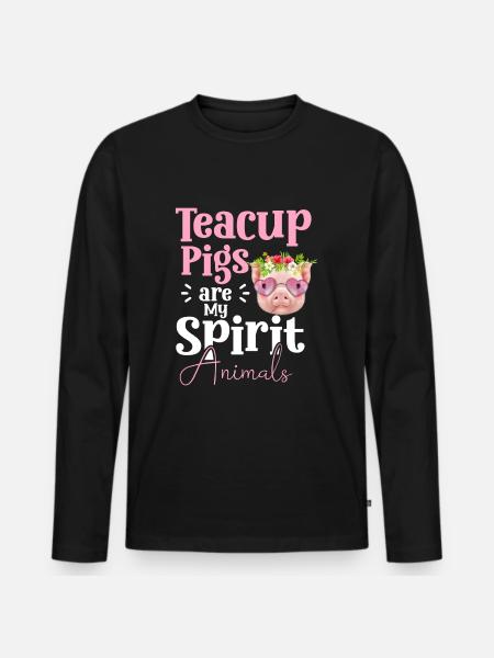 Teacup Pig Minipig Pet - Men's Premium Organic Long Sleeve Shirt - black