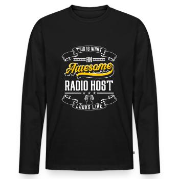 Podcast Beruf Tv Sendung - Männer Premium Bio Langarmshirt - Schwarz - Vorne - Nico (187cm)