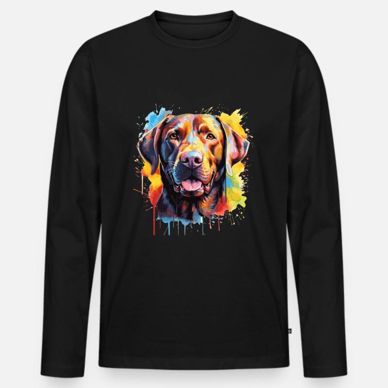 Labrador - Männer Premium Bio Langarmshirt - Schwarz