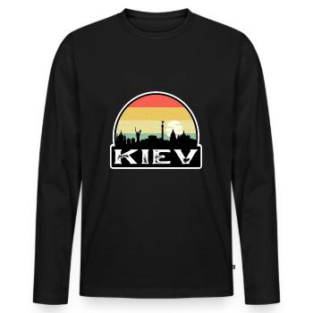 Kiew Ukraine Flagge Skyline Reisesouvenir - Männer Premium Bio Langarmshirt - Schwarz - Vorne - Nico (187cm)