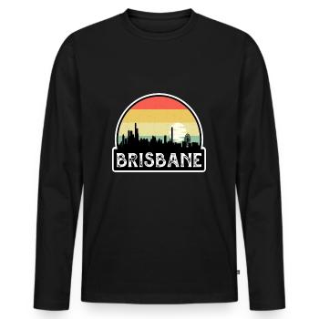 Brisbane Australia Flag Skyline Travel Souvenir - Men's Premium Organic Long Sleeve Shirt - black - Front - Nico (187cm)