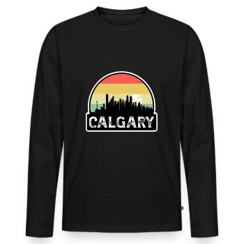 Calgary Kanada Flagge Skyline Reisesouvenir - Männer Premium Bio Langarmshirt - Schwarz - Vorne - Nico (187cm)