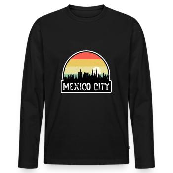 Mexico City Mexico Flag Skyline Souvenir de voyage - T-shirt manches longues Premium bio Homme - noir - Devant - Nico (187cm)
