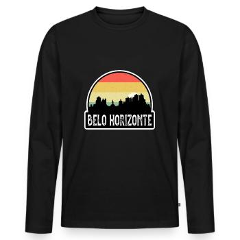 Belo Horizonte Brésil Flag Skyline Souvenir de voyage - T-shirt manches longues Premium bio Homme - noir - Devant - Nico (187cm)