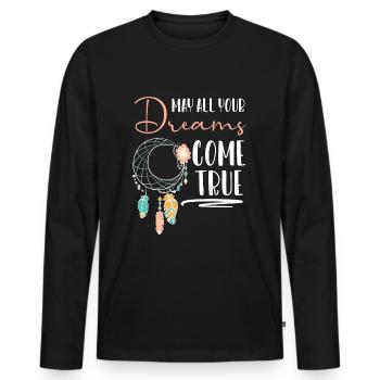 Dreams Aboriginal Tattoo Esotericism - Men's Premium Organic Long Sleeve Shirt - black - Front - Nico (187cm)