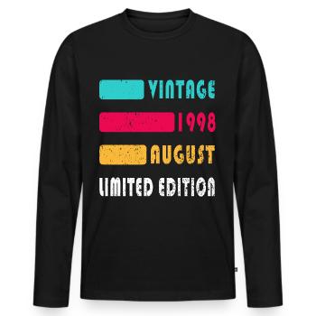August 1998 Anniversary August 1998 August - Men's Premium Organic Long Sleeve Shirt - black - Front - Nico (187cm)