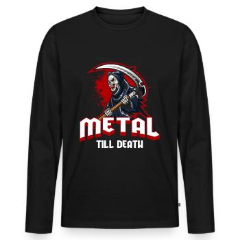 Metal Guitar Rock Hard Rock - Men's Premium Organic Long Sleeve Shirt - black - Front - Nico (187cm)