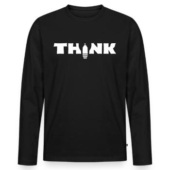 Think - Men's Premium Organic Long Sleeve Shirt - black - Front - Nico (187cm)