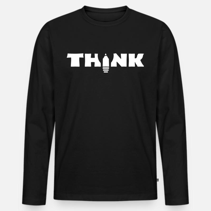 Think - Männer Premium Bio Langarmshirt - Schwarz