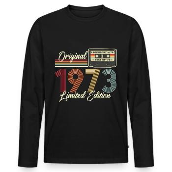 50 Anniversaire 1973 Millésime 2023 - T-shirt manches longues Premium bio Homme - noir - Devant - Nico (187cm)