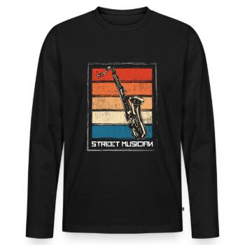 Music Musical Instrument Entertainer - Men's Premium Organic Long Sleeve Shirt - black - Front - Nico (187cm)