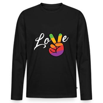 LGBTQ Arc-en-ciel Bisexuelle Fierté Gay Lesbienne - T-shirt manches longues Premium bio Homme - noir - Devant - Nico (187cm)