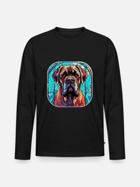Farverig engelsk mastiff hunderace akvarel glas - Premium økologisk langærmet T-shirt til mænd - sort