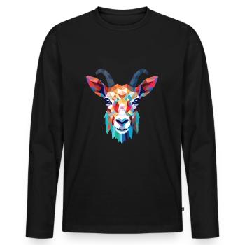 Goat Colorful Watercolor Animal Pet Illustration - Men's Premium Organic Long Sleeve Shirt - black - Front - Nico (187cm)