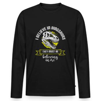 Dinosaurs Fossil Triceratops Cretaceous - Men's Premium Organic Long Sleeve Shirt - black - Front - Nico (187cm)