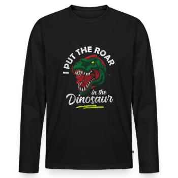 Saurier Urzeit Velociraptor Kinder - Männer Premium Bio Langarmshirt - Schwarz - Vorne - Nico (187cm)