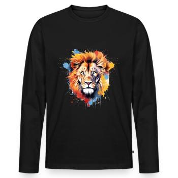 Lion - T-shirt manches longues Premium bio Homme - noir - Devant - Nico (187cm)