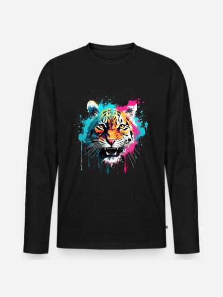 Tiger - Men's Premium Organic Long Sleeve Shirt - black