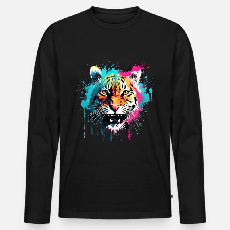 Tiger - Männer Premium Bio Langarmshirt - Schwarz