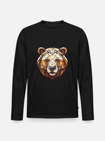 Siberische bruine beer kleurrijke aquarel dier - Mannen Premium Bio shirt met lange mouwen - zwart