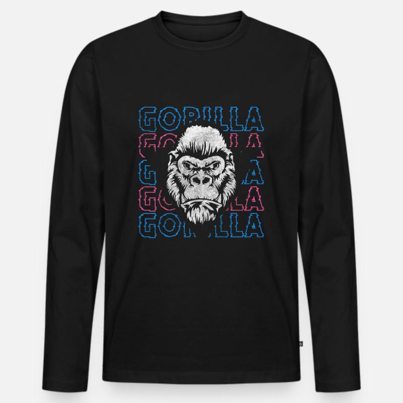 Starch silverback monkey chimpanzee - Men's Premium Organic Long Sleeve Shirt - black