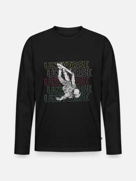 Astronaut Sterne Kosmos - Männer Premium Bio Langarmshirt - Schwarz